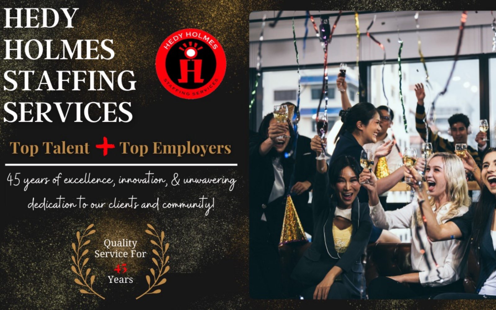 Hedy Holmes Staffing Services celebrating 45 years