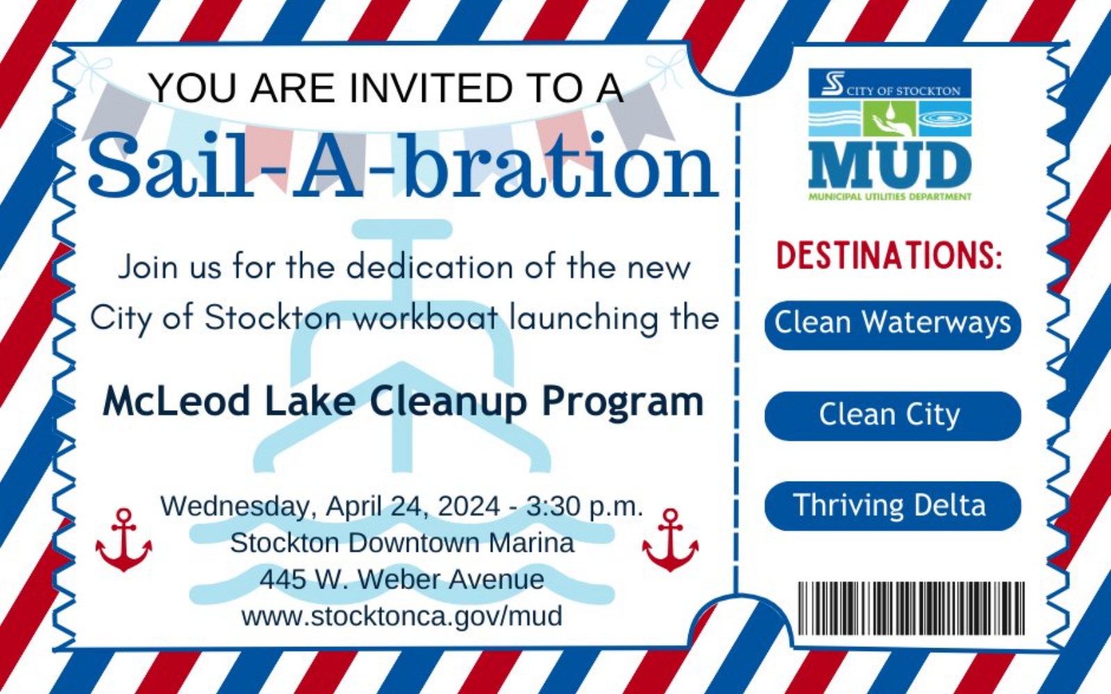 City of Stockton Downtown Waterfront Workboat Dedication Ceremony on April 24