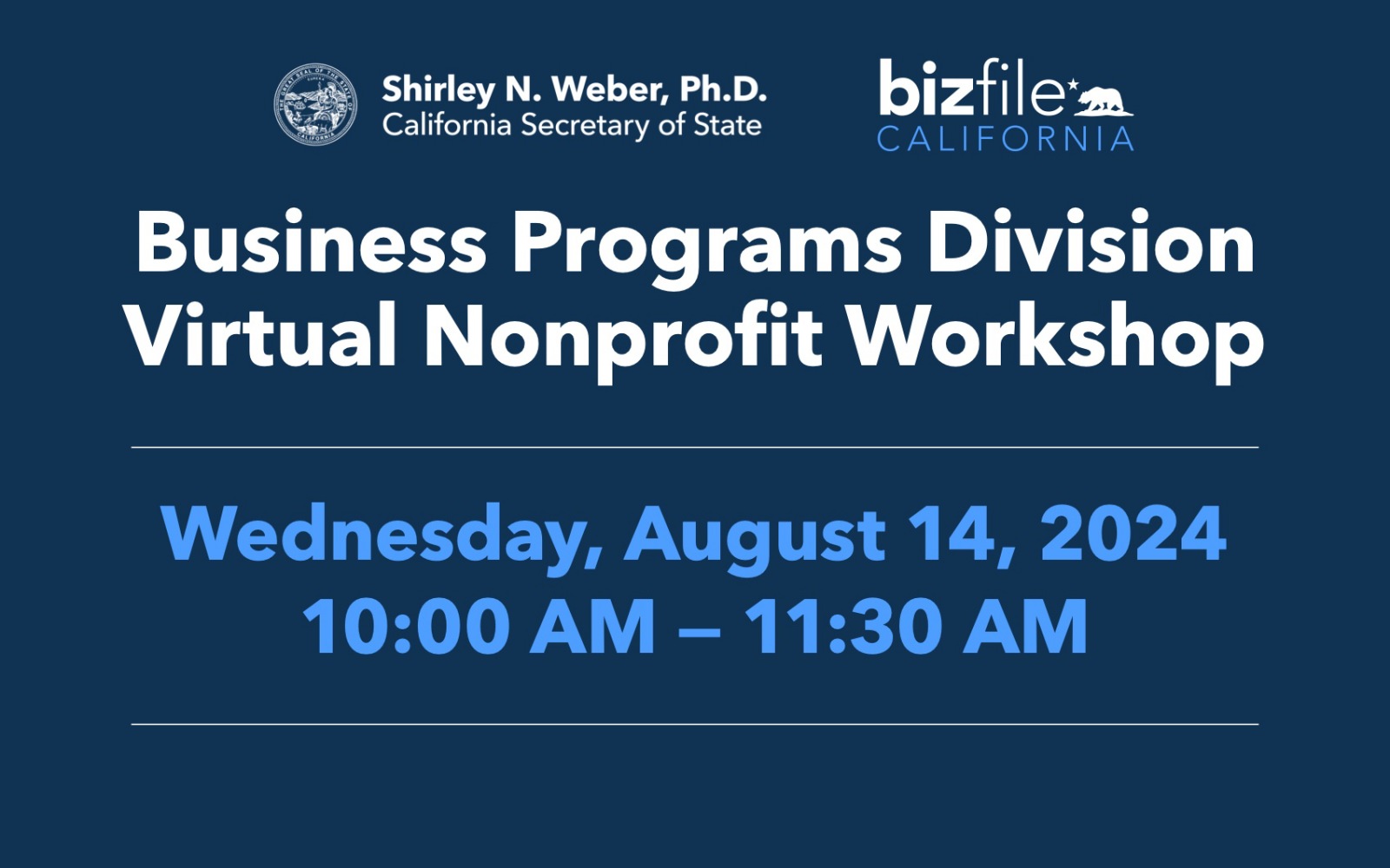 Join the California Secretary of State’s Business Programs Division for a Special Virtual Workshop on National Nonprofit Day!
