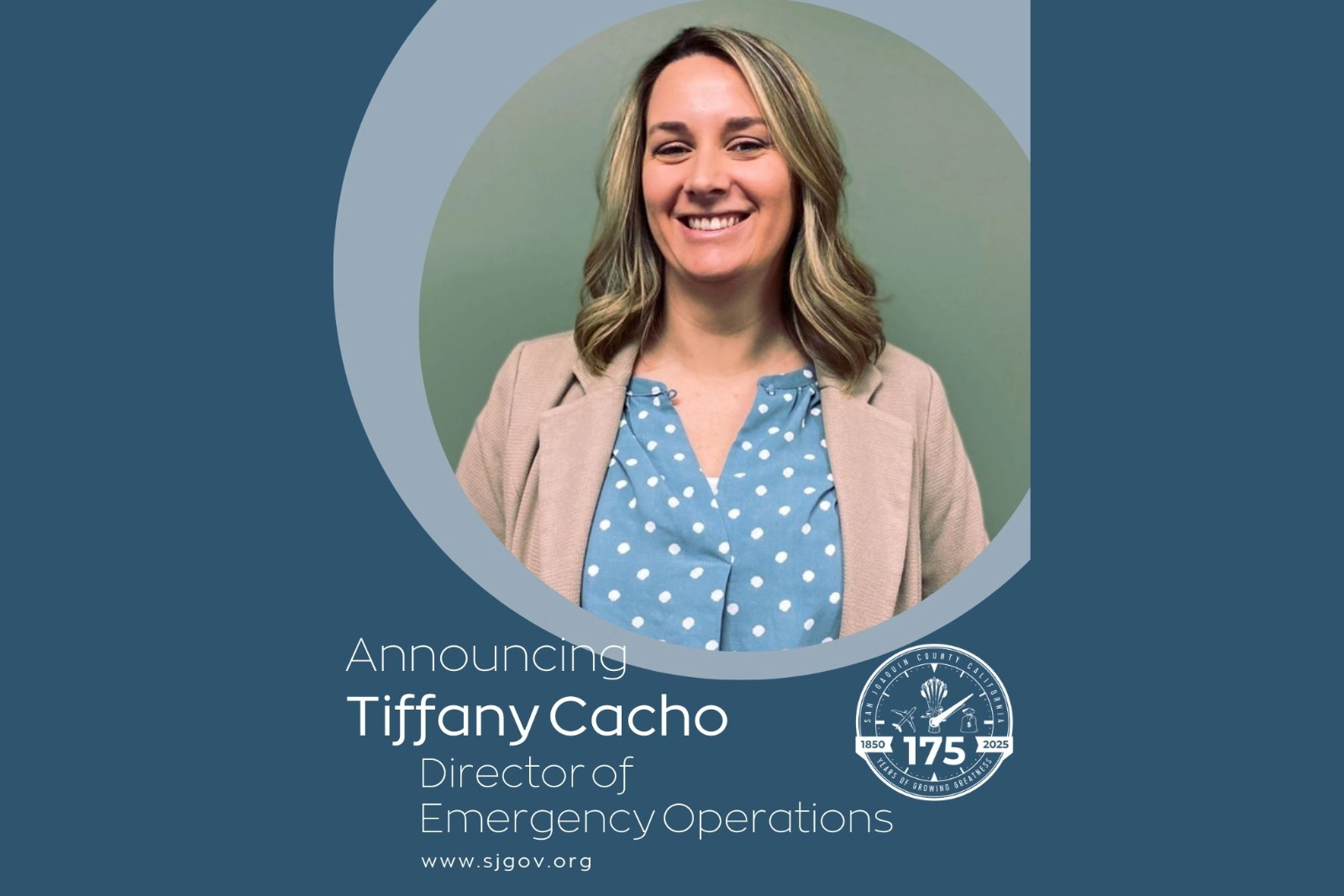 Tiffany Cacho being announced as the Director of Emergency Operations for San Joaquin County