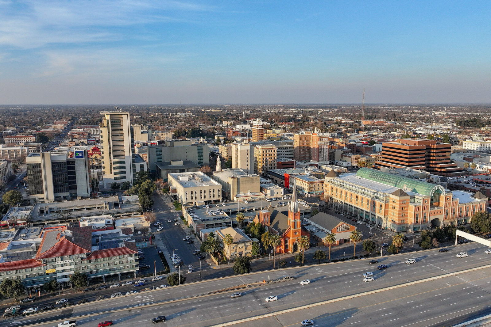 Aerial view of downtown Stockton