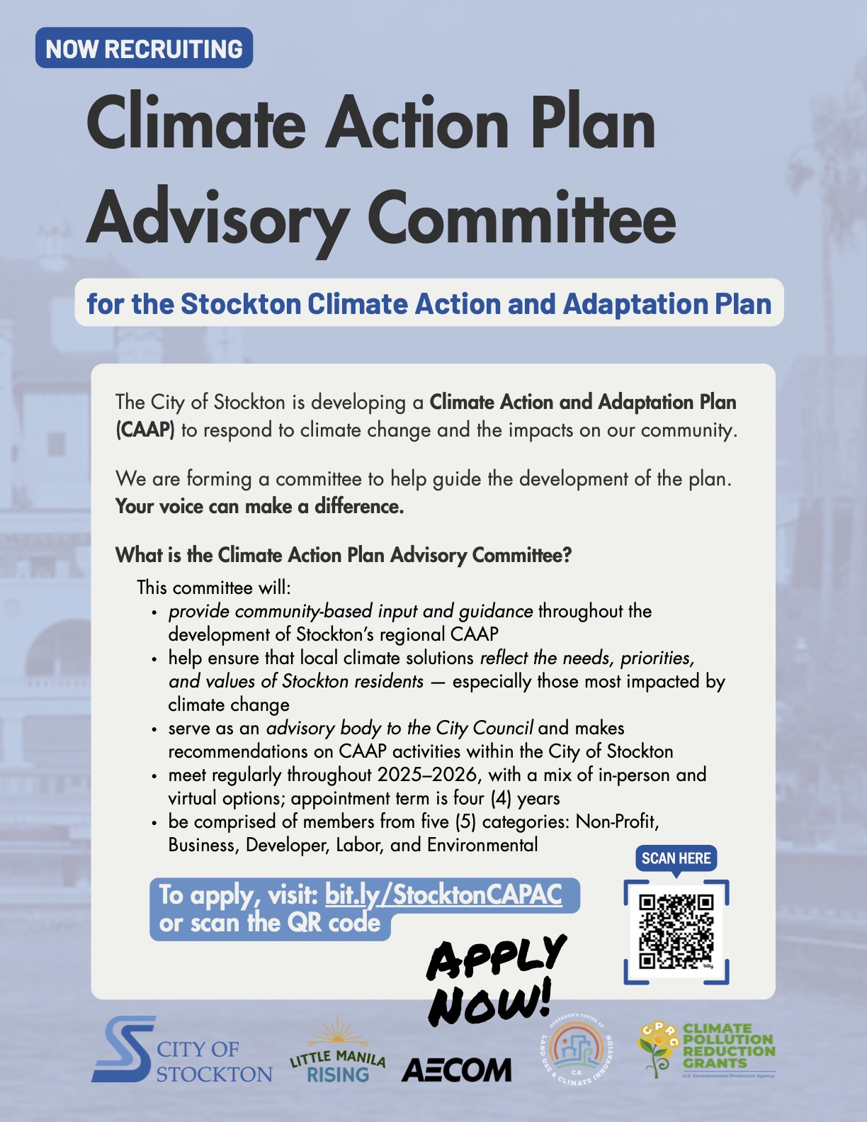 Flyer for the Climate Action Plan Advisory Committee