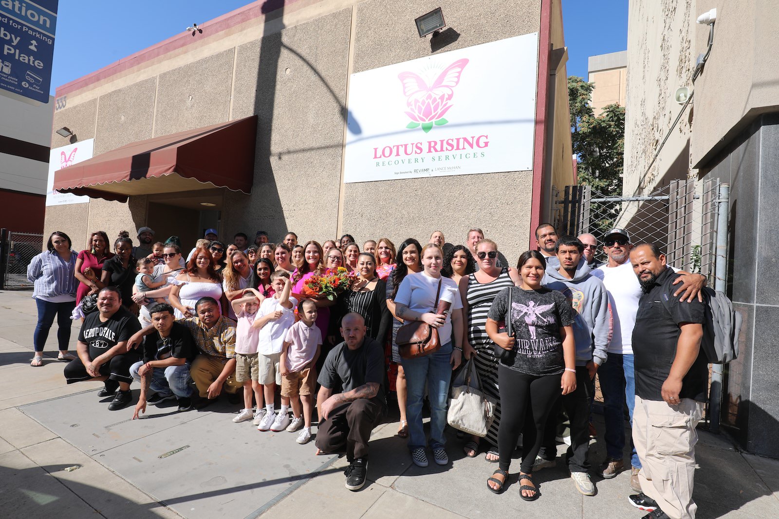 Stephanie Braithwaite with staff, family and friends