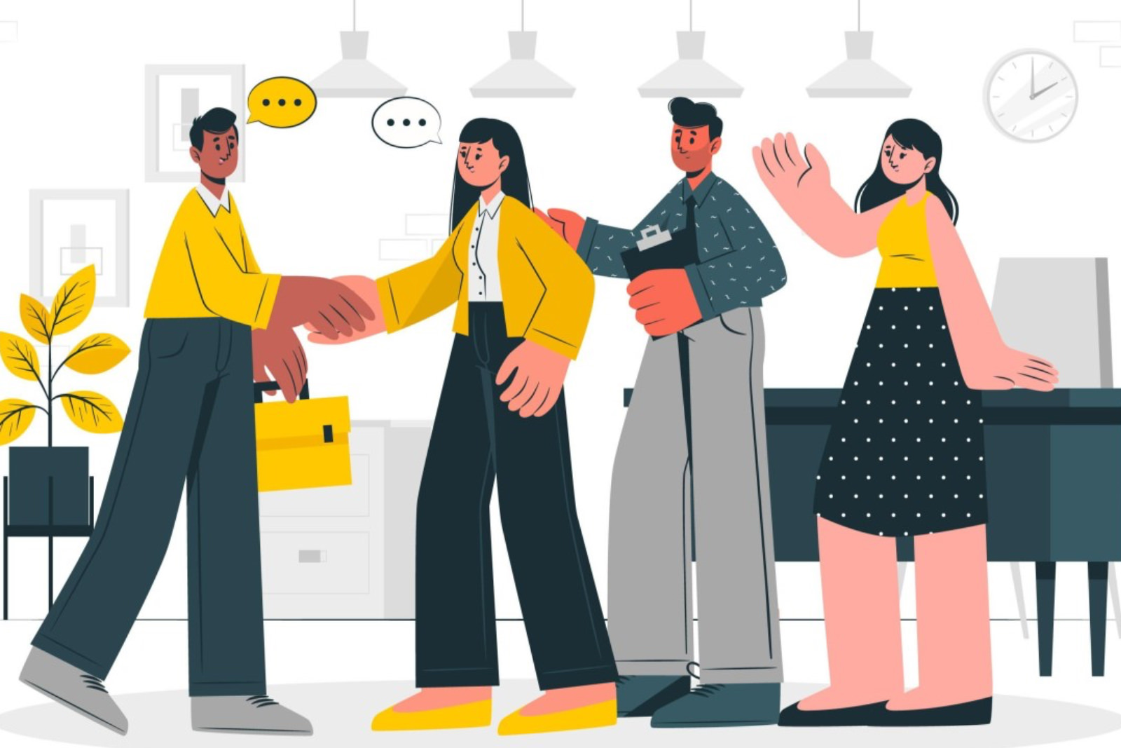a new employee meeting his colleagues