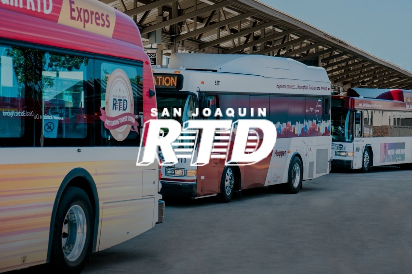 RTD logo on top of an image of three RTD busses